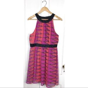 Luxology size : L : sleeveless mock-neck colorful chiffon tiger print midi-dress